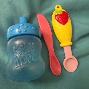 Baby Alive Feeding Set with Blue, Pink, and Yellow Accessories